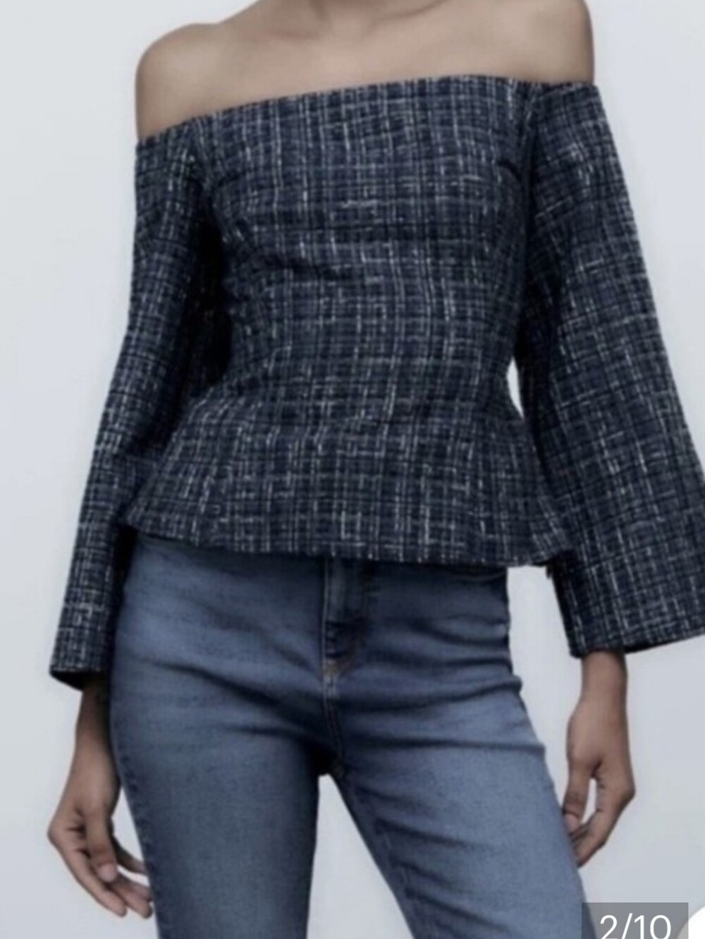 Zara Twill Off-shoulder Top Size XS